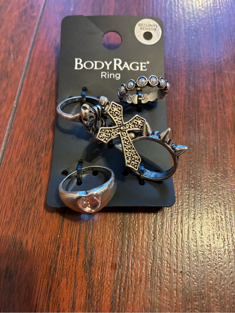 Body Rage Women's Silver Tone Cross & Heart Ring Set - Silver